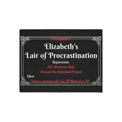 Lair of Procrastination Doormat – Personalized with your NAME