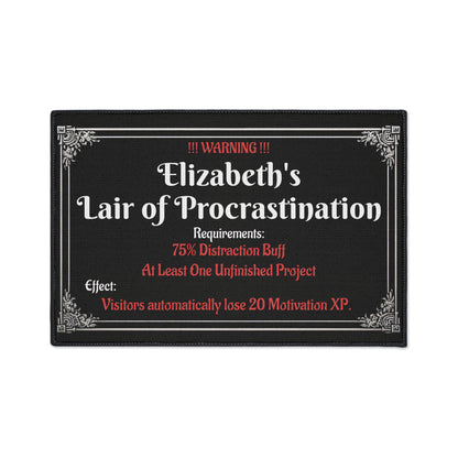 Lair of Procrastination Doormat – Personalized with your NAME