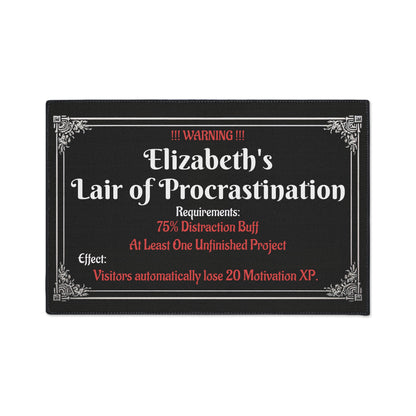 Lair of Procrastination Doormat – Personalized with your NAME