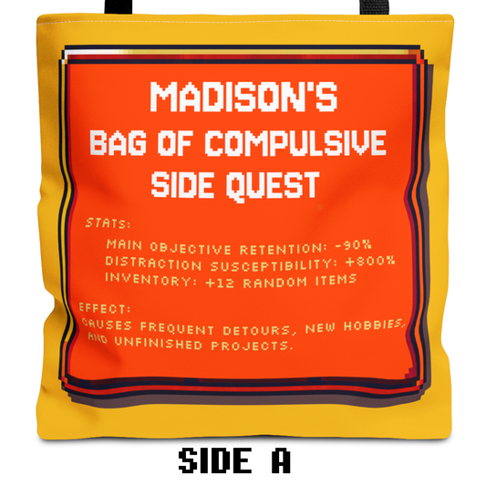 Bag of Compulsive Side Quest - - Personalized with your name - Free Shipping
